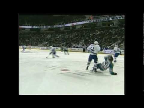 Aaron Volpatti shoulder on shoulder hit on Jason Demers in HD 1080p Sept 29th