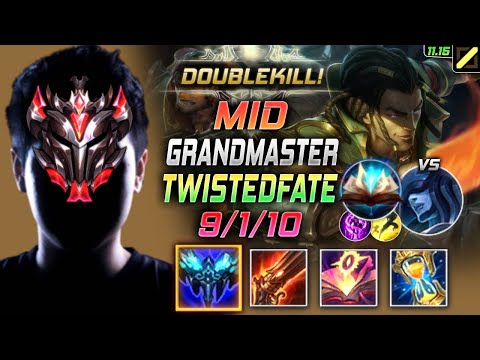 GrandMaster Twisted Fate MID vs Lissandra - 천상계 미드 트페 템트리 룬 만년서리 봉풀주 ツイステッド・フェイト - LOL KR 11.15