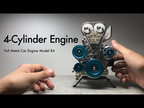 L4エンジン【EngineDIY】メタルキット製作「Full Metal 4-Cylinder Engine Car Model Kit」