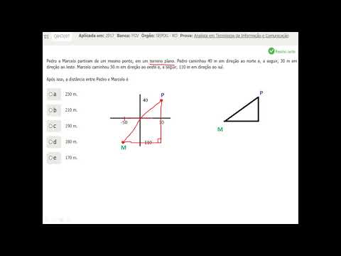 Pedro e Marcelo partiram de um mesmo ponto, em um terreno plano