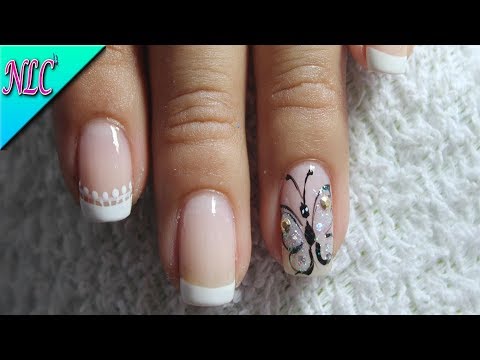 DECORACIÓN DE UÑAS MARIPOSA Y FRANCÉS♥ – BUTTERFLY NAIL ART – FRENCH NAIL ART – NLC