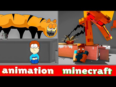 Garfield Animation vs Minecraft Animation! Minecraft horror film.