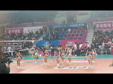 180221 배구 인천 흥국생명 핑크스파이더스 김연정, 김은빈, 김보경, 조아련, 박재령, 목나경, 안민정, 조연주 치어리더님 공연영상이에요🎥🎥