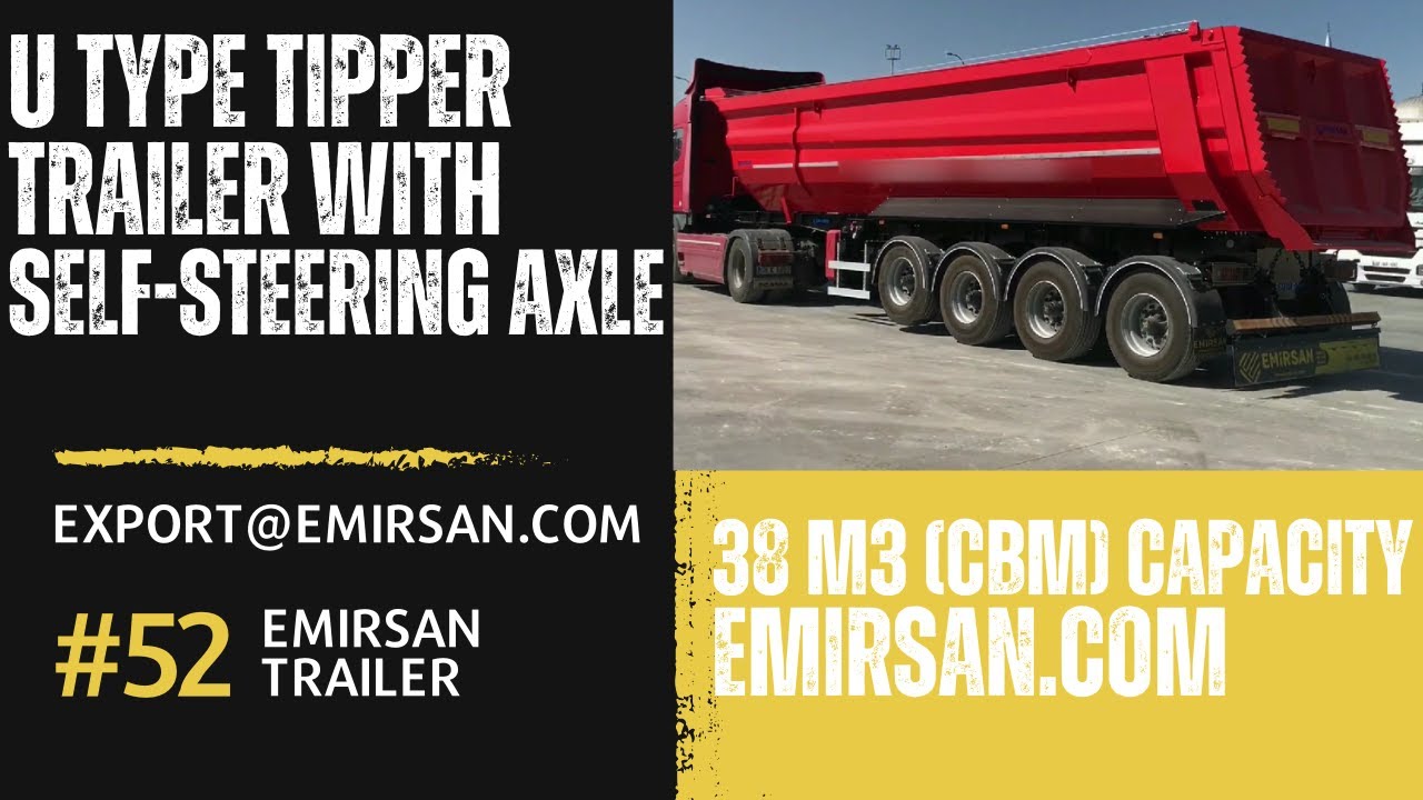 Self-Steering Axle 4 Axle U-Type Tipper Semi Trailer