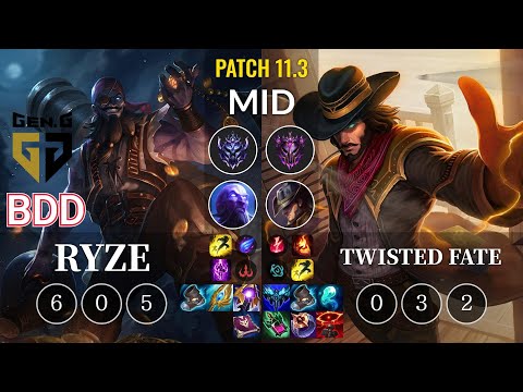 GEN Bdd Ryze vs Twisted Fate Mid - KR Patch 11.3