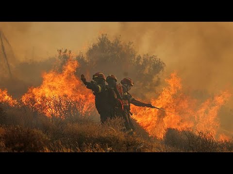 Watch: Firefighters battle major wildfire on Greek island of Crete