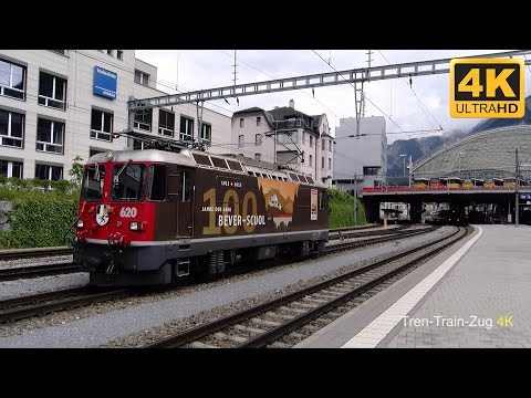 4K Bahnhof Chur, RHB Schmalspurbahn.