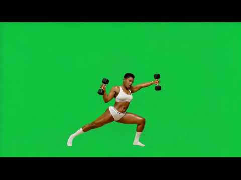 The black woman lifts weights 4k green screen #sport