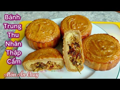 Cách Làm BÁNH TRUNG THU CHAY NHÂN THẬP CẨM Ngon Và Đẹp Mà Không Cần Lò Nướng/Món Chay Ngon Bà Mẹ Quê