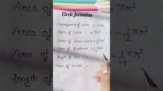 #Circle Basic formulas  #Basic Math #YouTube Shorts