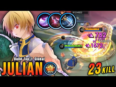 23 Kills No Death!! Midlane Julian is Deadly (ONE SHOT DELETE) - Build Top 1 Global Julian ~ MLBB