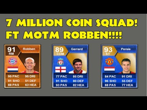 FIFA 13 Ultimate Team - 7 Million Coin ALL IF/TOTS SquadBuilder FT MOTM Robben!