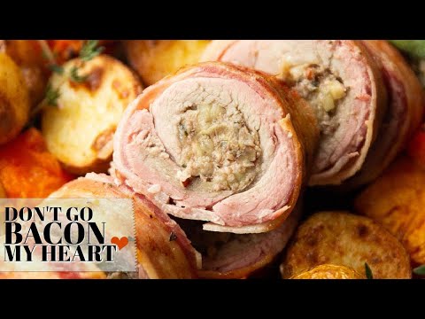 Stuffed Pork Tenderloin Wrapped in Bacon