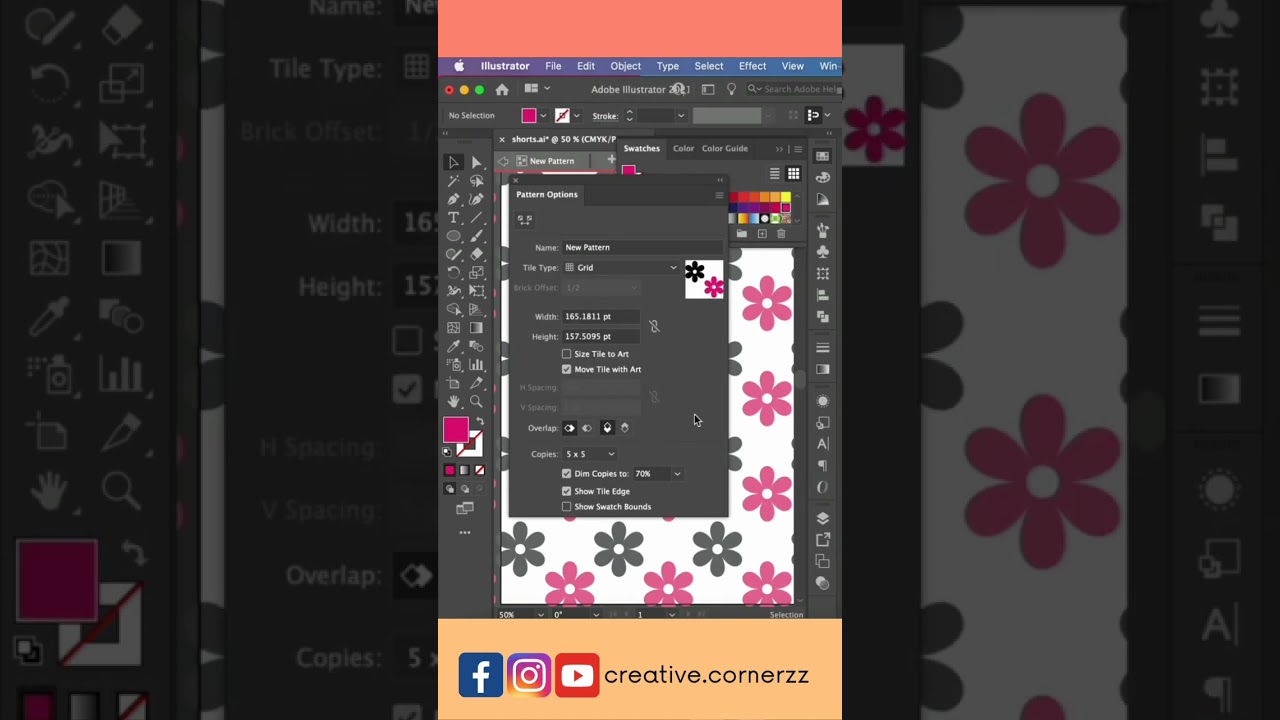 Minimalist Floral Seamless Pattern in Illustrator #shorts