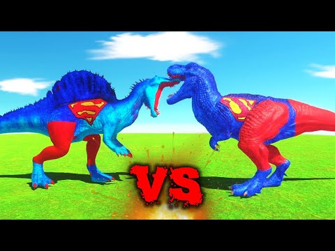 SUPERMAN T-REX vs SUPERMAN SPINOSAURUS - Animal Revolt Battle Simulator