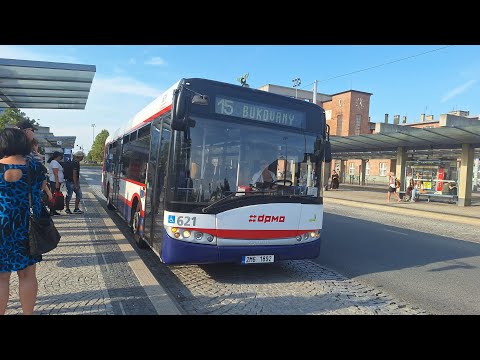 Jízda autobusem ze zastávky Hlavní nádraží do zastávky Fibichova.