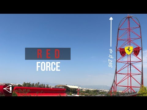 RED FORCE insane launch coaster.. 0-112mph in 5 seconds! Ferrari Land Spain