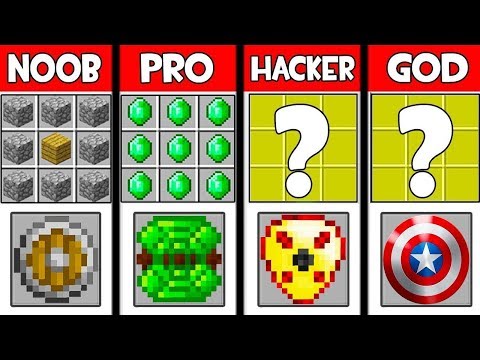 Minecraft Battle: SUPER SHIELD CRAFTING CHALLENGE - NOOB vs PRO vs HACKER vs GOD - Animation