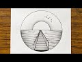 Pencil drawing in circle step by step || Easy scenery drawing || Circle drawing easy