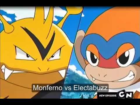 Pokemon Ash Pikachu and Monferno VS Ursaring and electabuzz