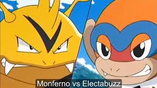 Pokemon Ash Pikachu and Monferno VS Ursaring and electabuzz