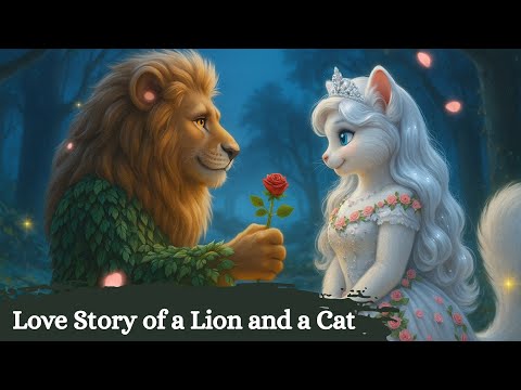 Fairy Tale Love Story of a Lion and a Beautiful White Cat | Love Story of Lion and Cat