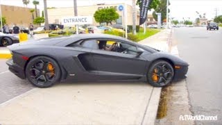 SEXY HOT ASIAN CHICK Revving & Driving Lamborghini Aventador! Exhaust Sound