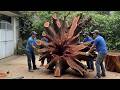 Artistic Hands Working With 200 Year Old Tree Stump Amazing Young Craftsman