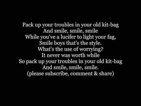 Pack Up Your Troubles in Your Old Kit-Bag World War I WW I Lyrics Words  sing along music song Army