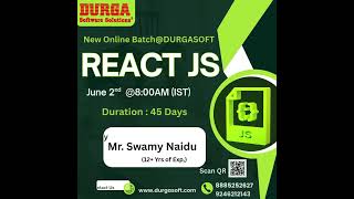 🔥 Master React JS with DURGASOFT! 🔥