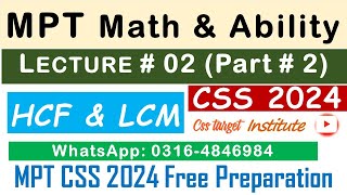 Basic Math & Ability CSS MPT 2024 | Lecture # 2 Part # 2 | MPT CSS 2024 Free Preparation | FPSC