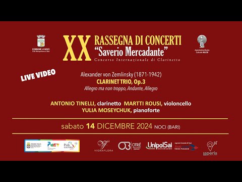 A. Zemlinsky Trio in D minor, Op 3 - TRIO Tinelli-Rousi-Moseychuk - LIVE RECORDING