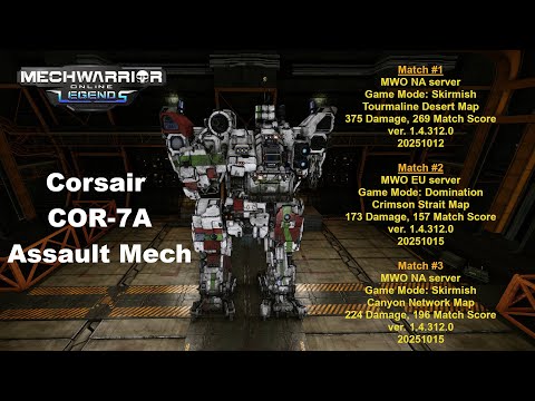 🤖 MechWarrior Online - Corsair COR-7A, Assault Mech - The Ugly Eraser - Is it the AMS King? 🤔❓