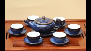 Ấm chén Bát tràng men hỏa biến siêu đẹp