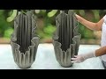 Pot- making techniques from cloth and cement  - ideal for garden decoration