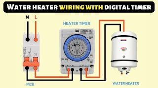 Water heater wiring with digital timer || water heater connection diagram