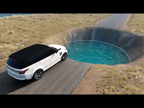 Cars vs Giant Water Pit Challenge in BeamNG Drive!