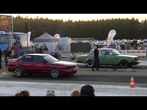 Volvo 242 B230 2.5T stroker vs Audi 90 B3 Quattro 4.2 40v Turbo 1/4 mile drag race