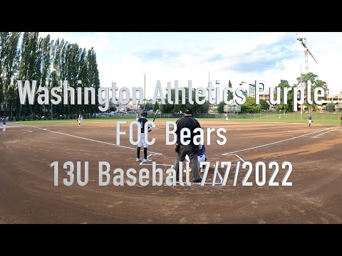 Washington Athletics Purple - FOC Bears (7/7/2022) Baseball 13U
