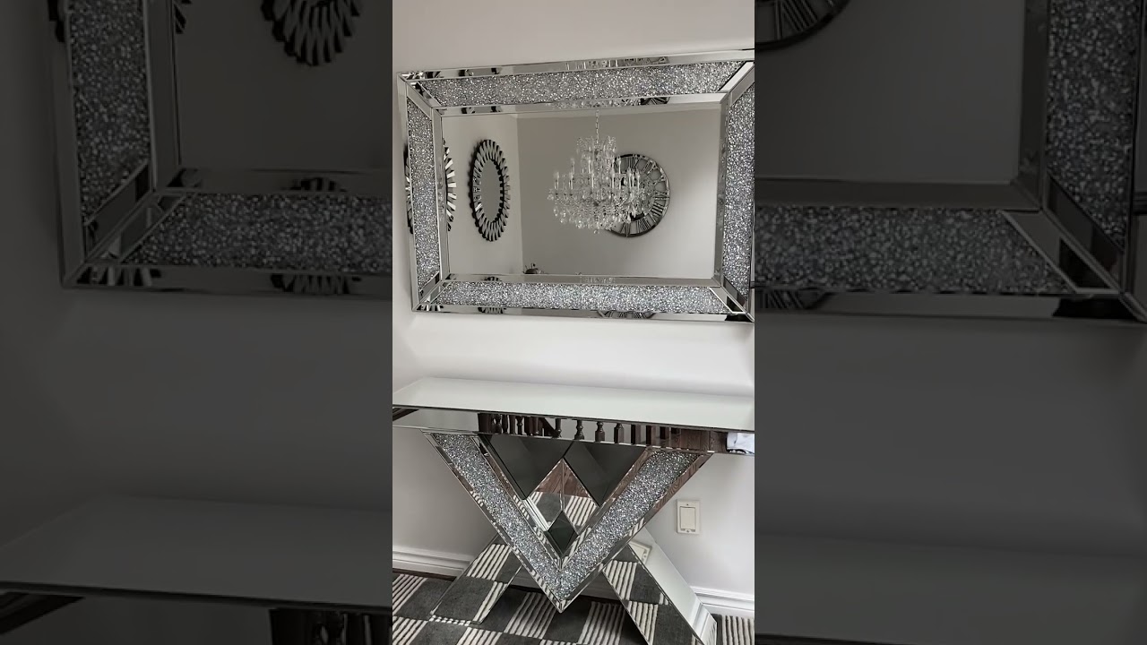 Mirrored Crystal Console & Mirror Set