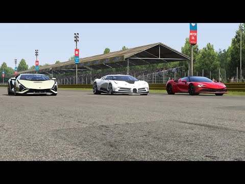 Bugatti Centodieci vs Lamborghini Sian vs Ferrari SF90 Stradale at Monza Road Course