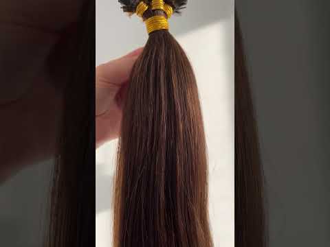 Волосся для гарячого нарощування на капсулах, 45 см, пряме, 100 пасм, темно-коричневе (02) video