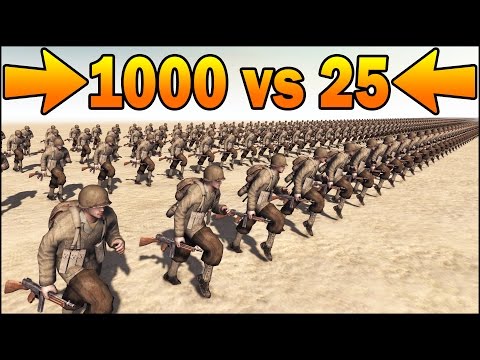 1000 INFANTRY vs 25 MG42 - MISSION IMPOSSIBLE - Men of War Assault Squad 2 - Editor Scenario #88
