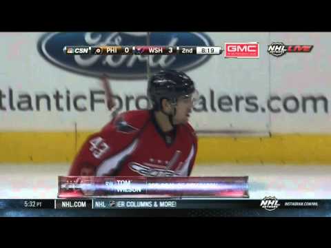 Tom Wilson goal 3-0 Philadelpia Flyers vs Washington Capitals 9/27/13 NHL Hockey