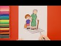 How to draw Helping Elders (Grandparents) #art #artforall #arttutorial #easydrawing