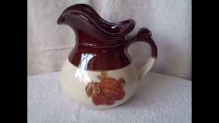 Vintage McCoy Pitcher Brown and White Fruit Pattern 7515