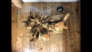 Glass Roots Table - Tree Root &amp; Glass Coffee Table by Jamie Zennor - Macrocarpa glass &amp; Lignum Vitae