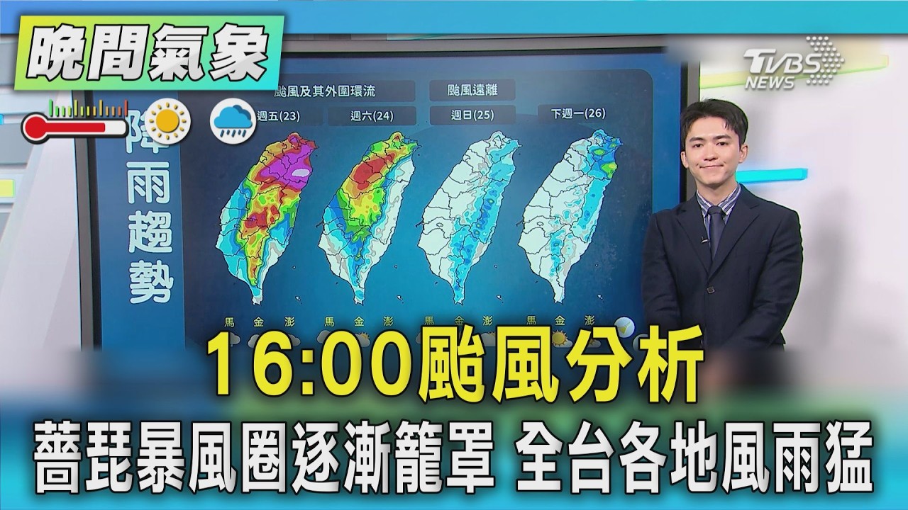 16:00颱風分析 薔琵暴風圈逐漸籠罩 全台各地風雨猛|TVBS新聞 @TVBSNEWS01