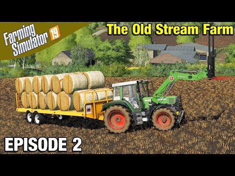 ROUND BALE HANDLING Farming Simulator 19 Timelapse - The Old Stream Farm FS19 Episode 2