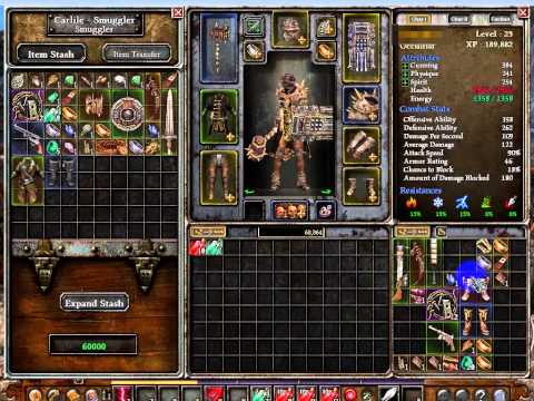 Grim Dawn v0.1.8.3.(b12). First Expand Stash. Costs are 15,000 iron.